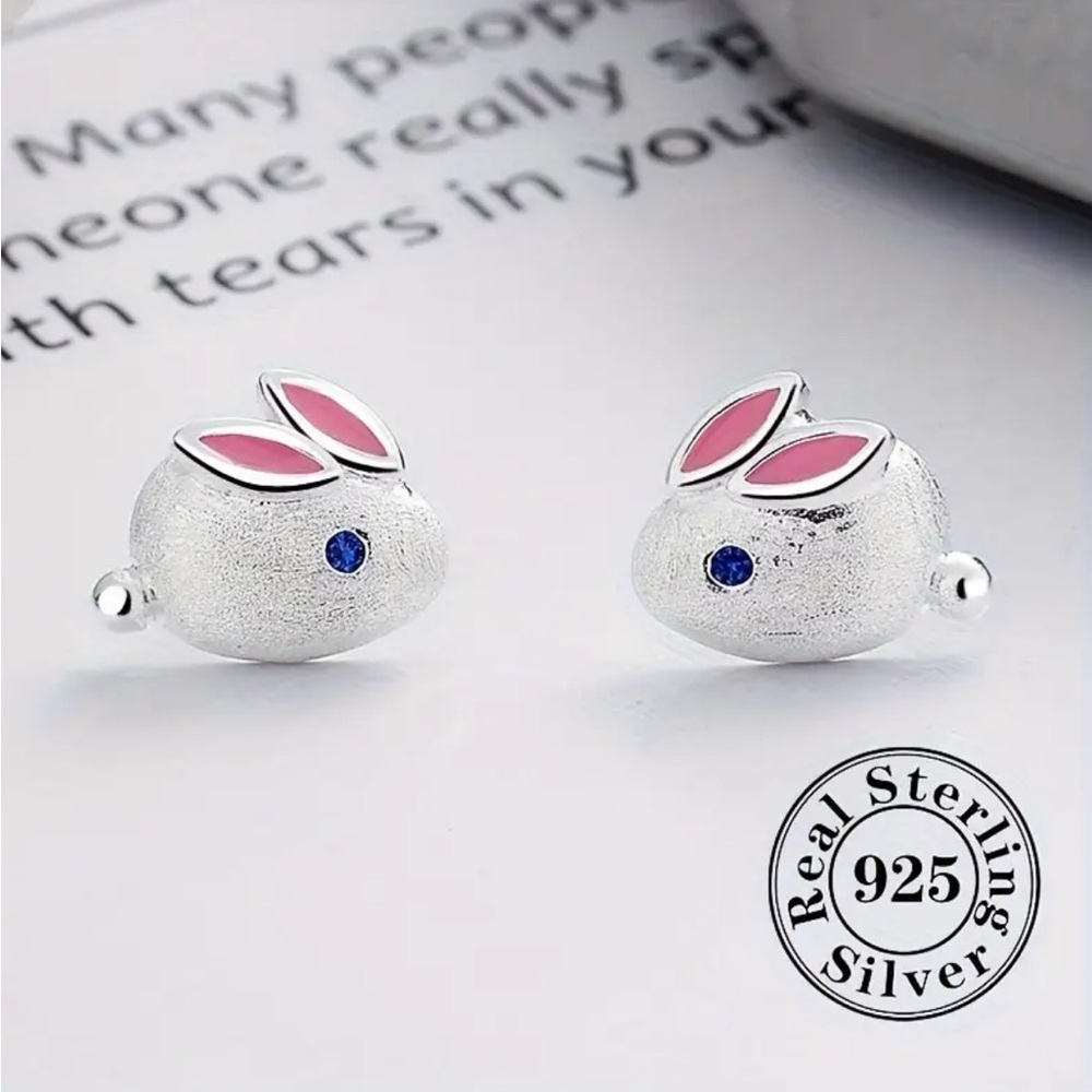 Sterling Silver Bunny Rabbit Stud Earrings